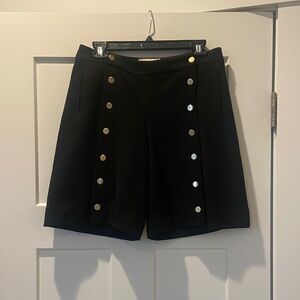 Elevenses from Anthropologie Black Shorts with Gold Button Detail